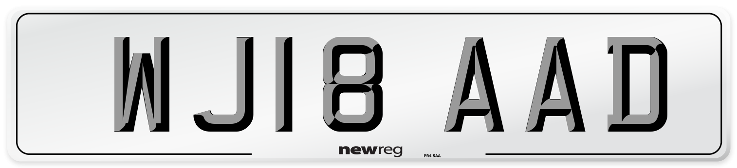 WJ18 AAD Number Plate from New Reg